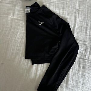 Gymshark Black Long Sleeve Crop Performance Top